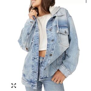 Free People Flawless Hooded Denim Jacket XS